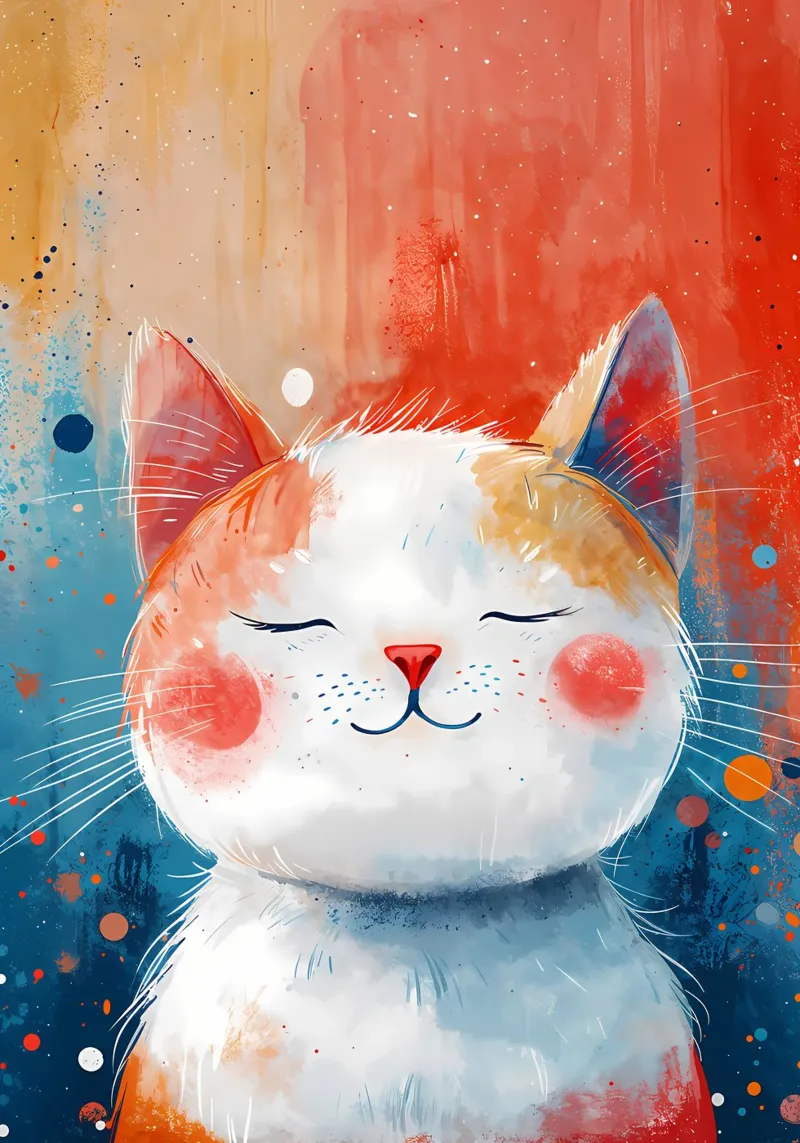 Arte dei gatti colorati poster con telaio in legno da Manh beo