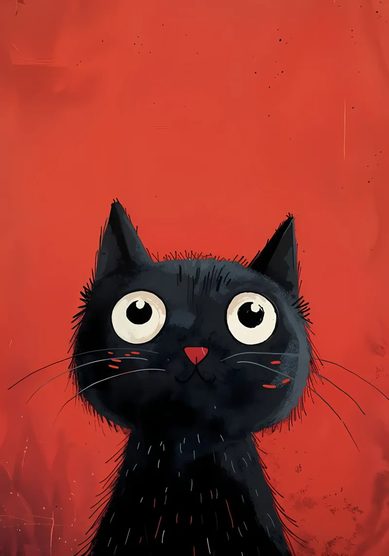 Curieux chat noir toile de Manh beo