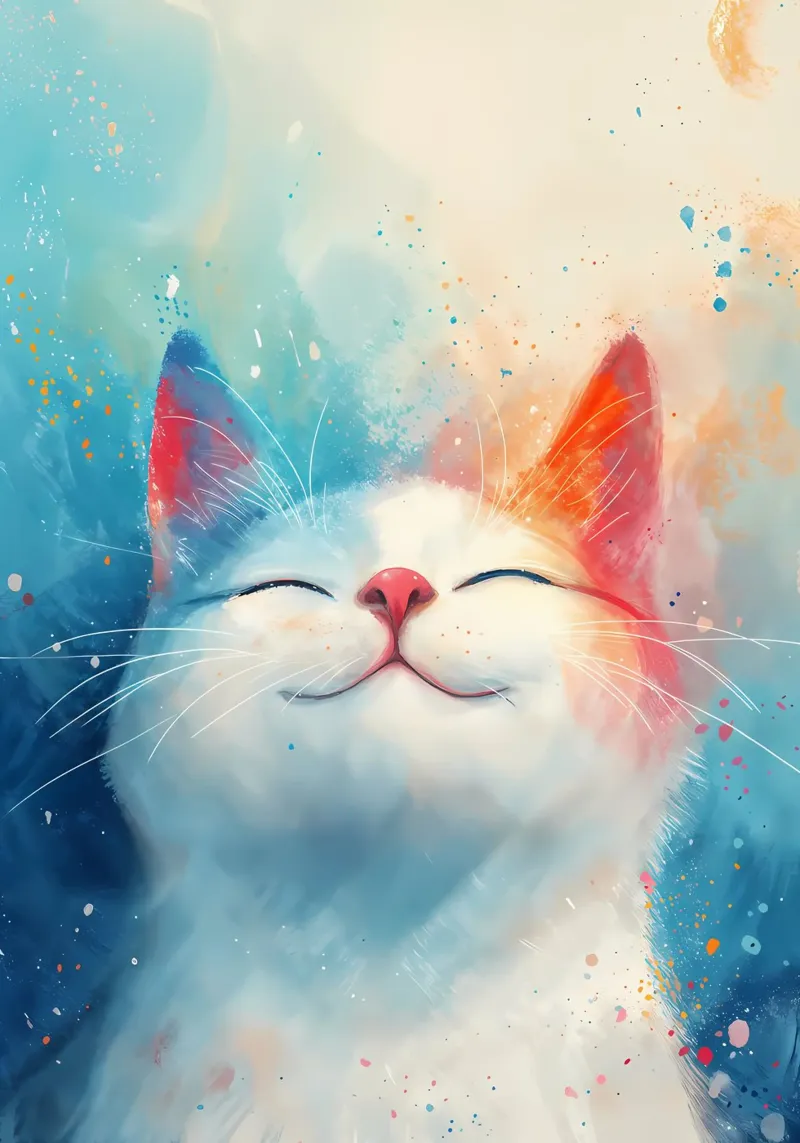 Gatto cosmico sognante poster con telaio in alluminio da Manh beo