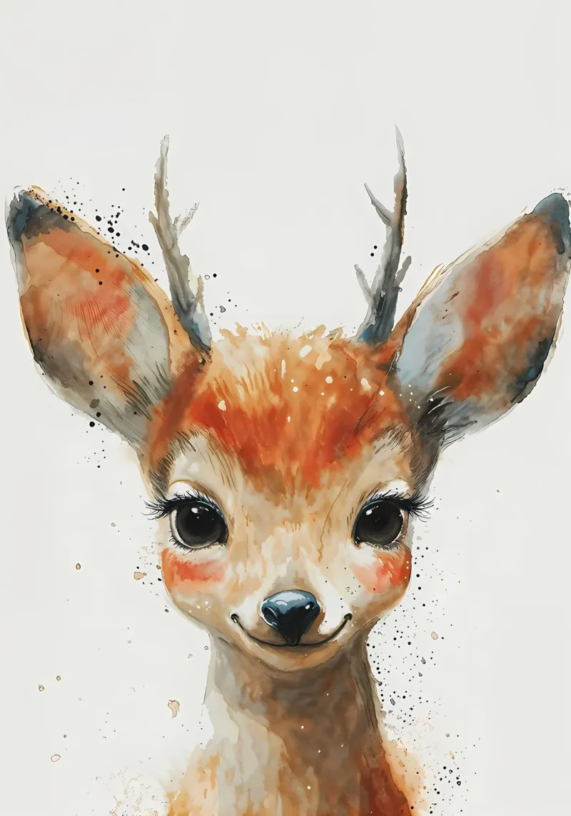 Lo sguardo innocente di Fawn poster con telaio in legno da Manh beo