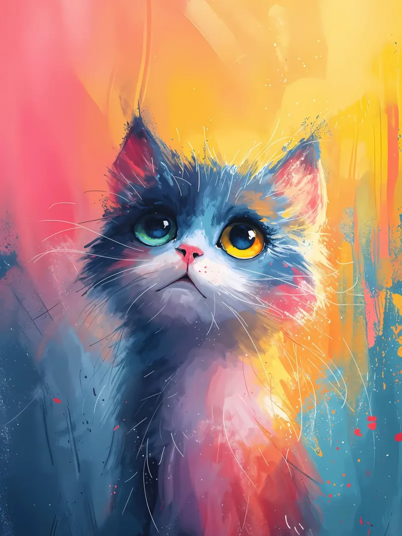 Sguardo del gatto capriccioso poster con telaio in plastica da Manh beo