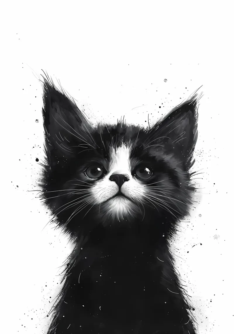 Ink Splatter Kitten hahnemühle by Manh beo