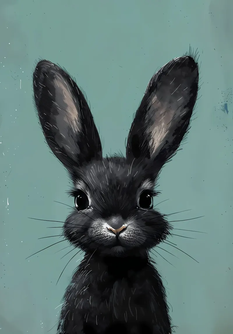 Lapin noir vivant film rétro-éclairé de Manh beo