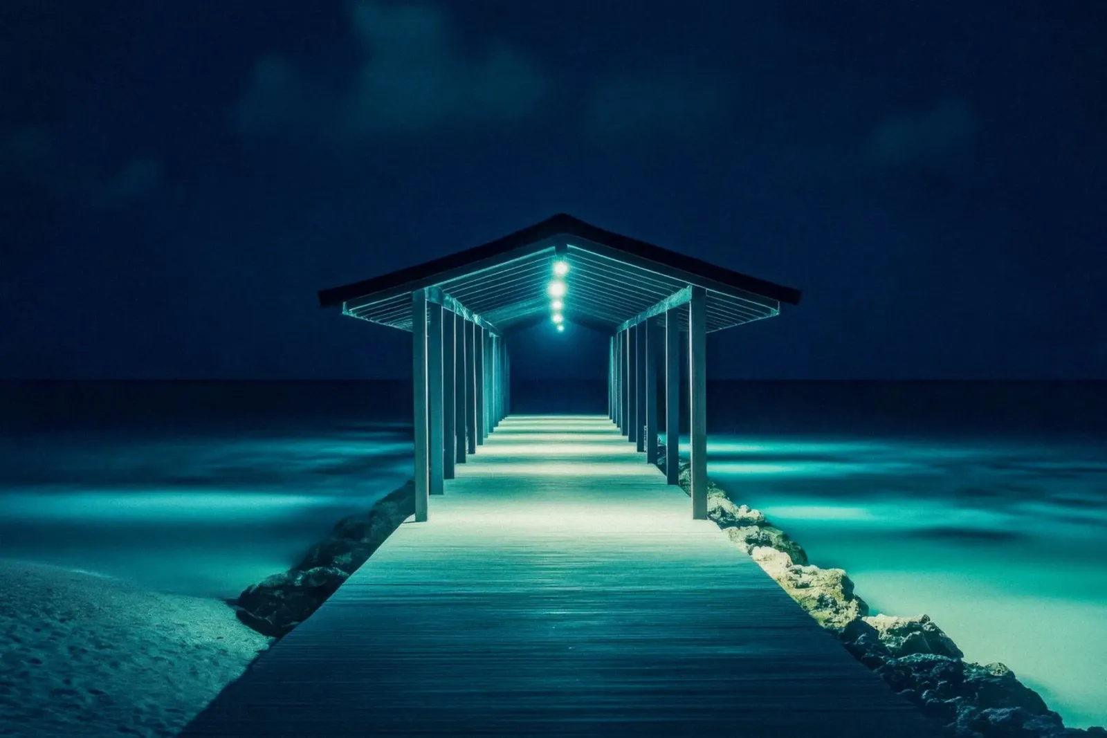 The Bridge of Dreams - Maldives under the Moon canvas by By Night