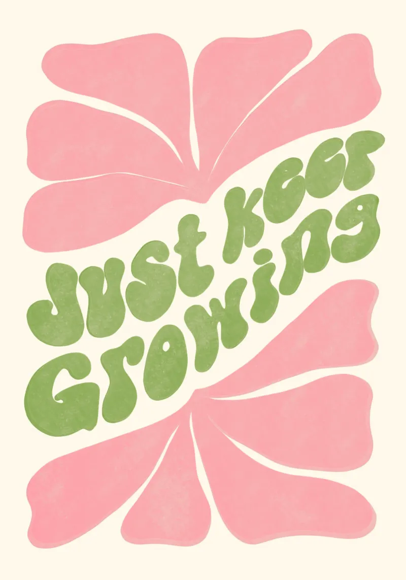Retro Flower Power – Just Keep Growing Poster plexiglass da Studio Mooodz