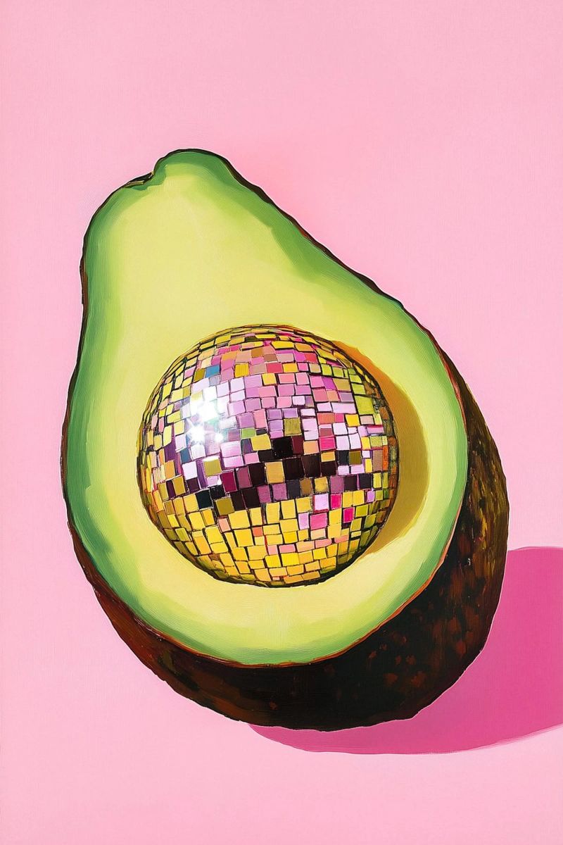 Disco ball with avocado poster by Carinaprint