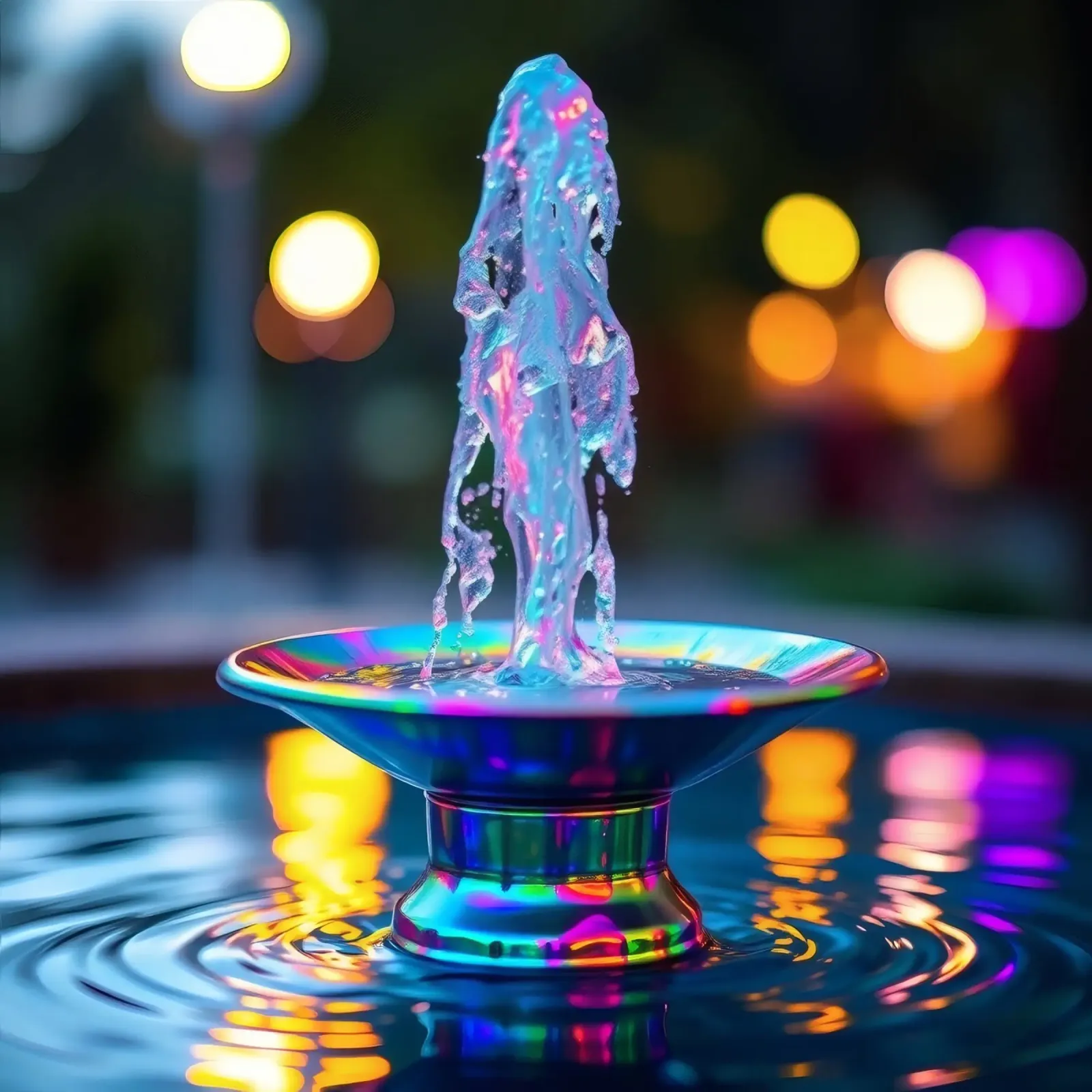 Une fontaine colorée crée un spectacle lumineux fascinant hahnemühle de DesignDoodle