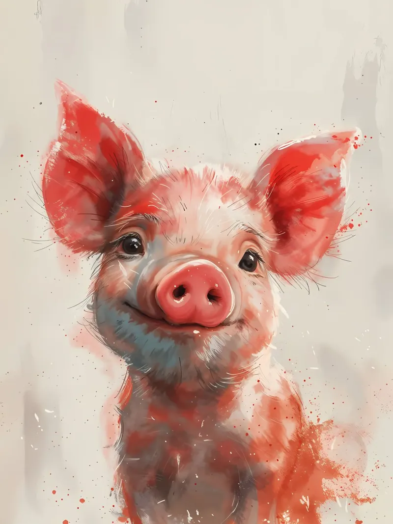 Color Splash Piglet - Joyful Oil Painting acrylic glass by Manh beo