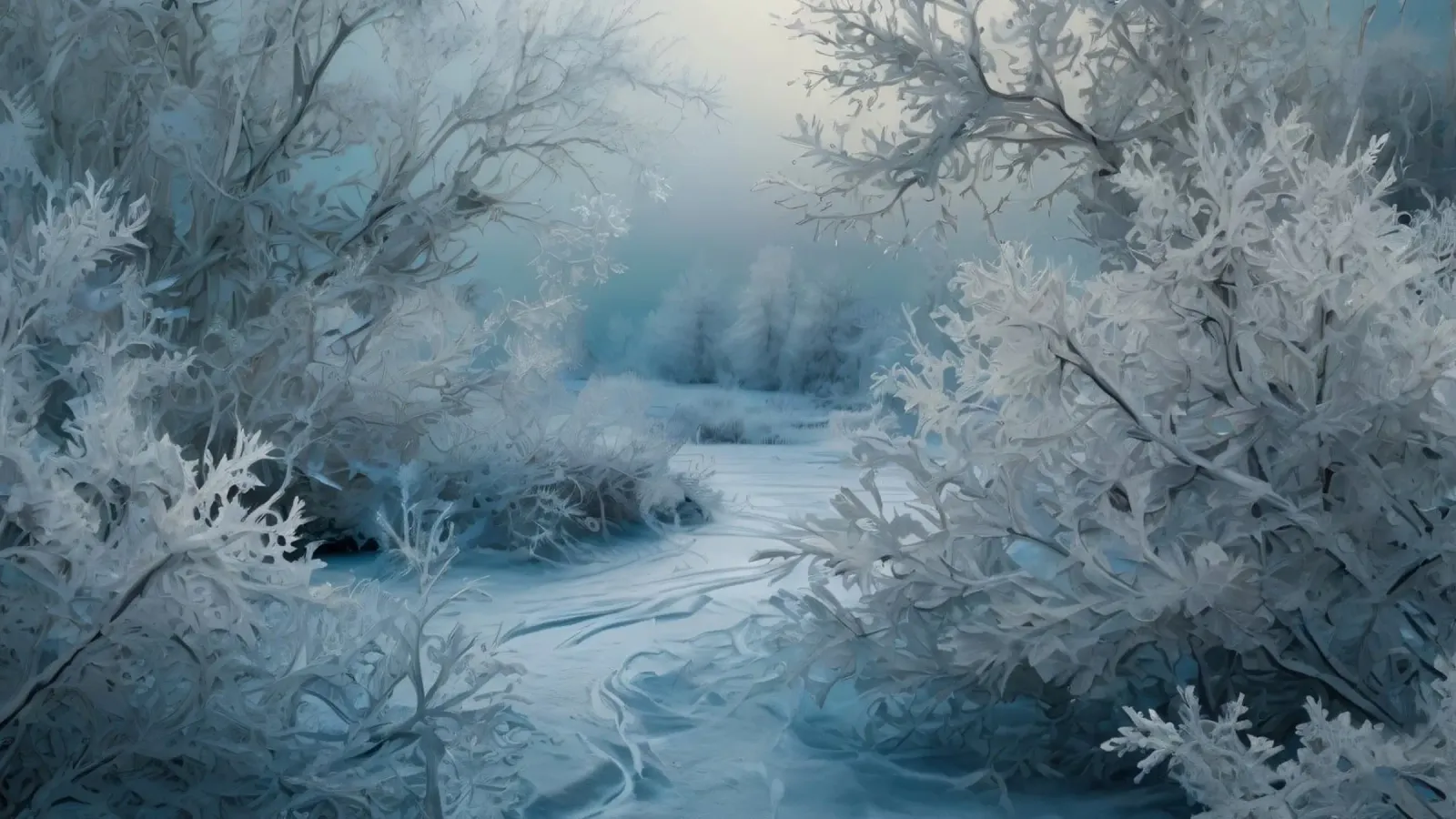 Paesaggio invernale con alberi smerigliati e fiume ghiacciato pellicola backlit da DesignDoodle