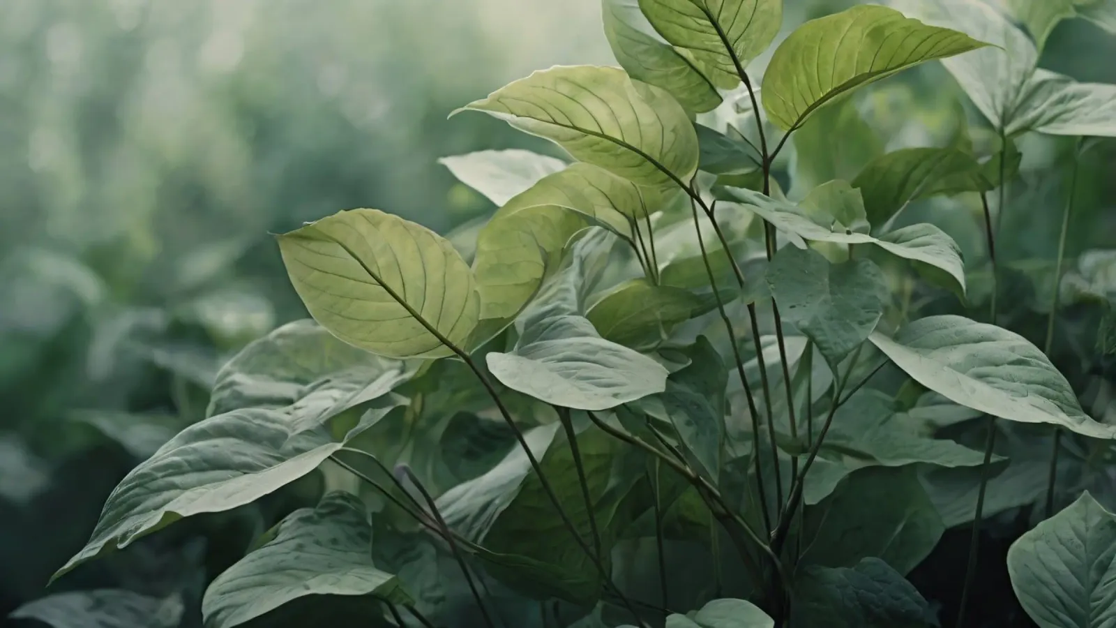 Feuilles vertes luxuriantes baignant dans la lumière douce du soleil dans une nature sereine hahnemühle de DesignDoodle