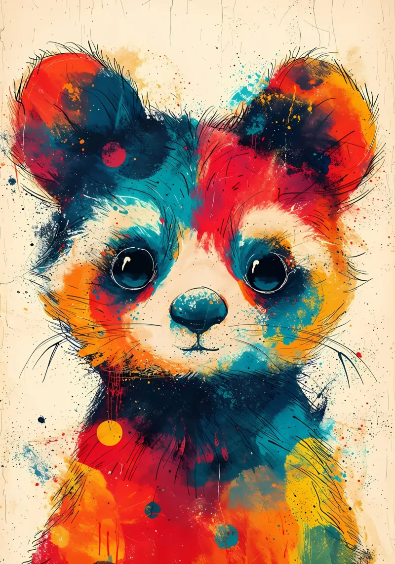 Splash of Panda - Playful Cat Art canvas by Manh beo