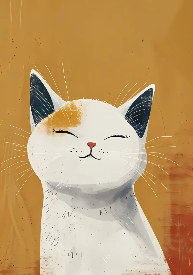 Sorriso felino solare_ Calore nell'arte poster con telaio in legno da Manh beo