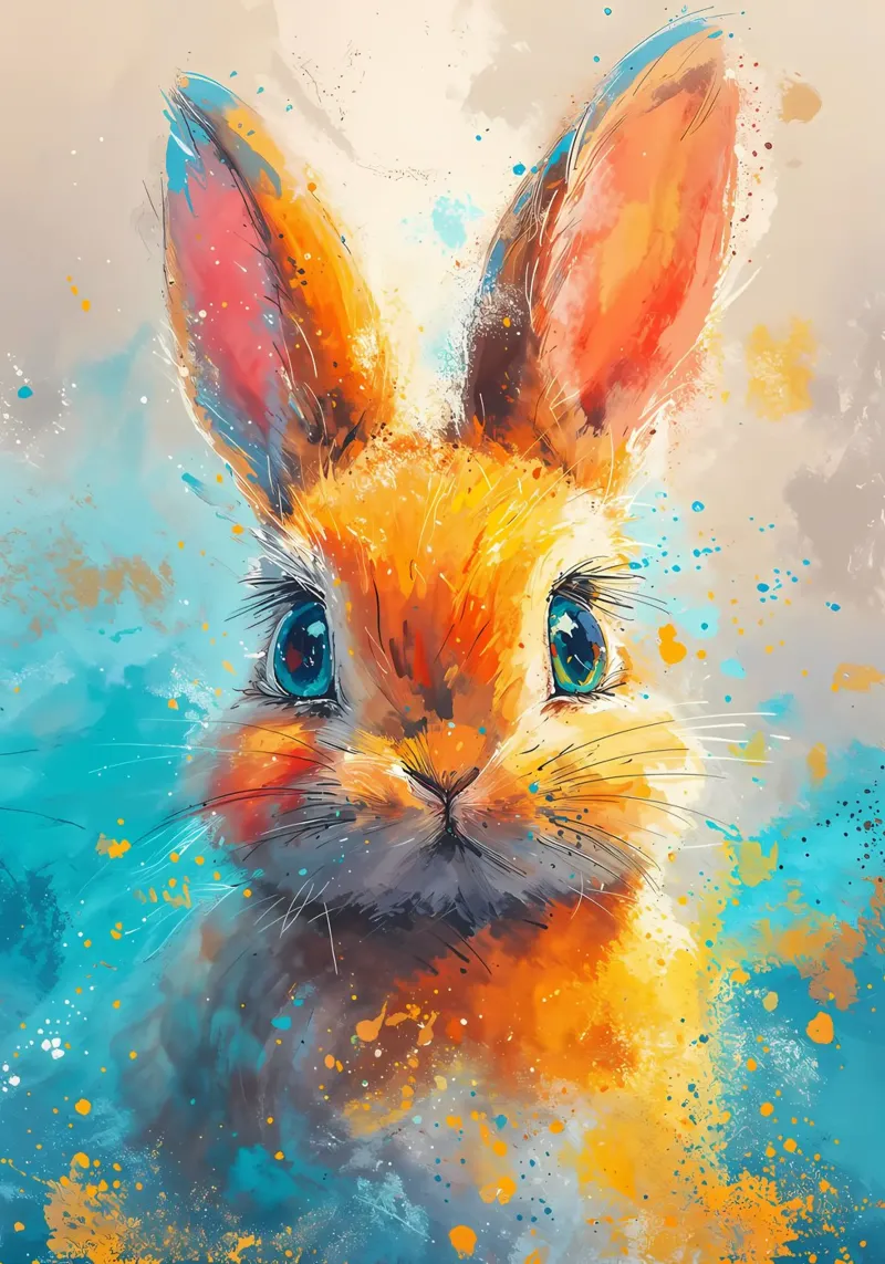 Sunset Bunny Art_ Les couleurs vives rencontrent la fantaisie poster avec cadre en plastique de Manh beo