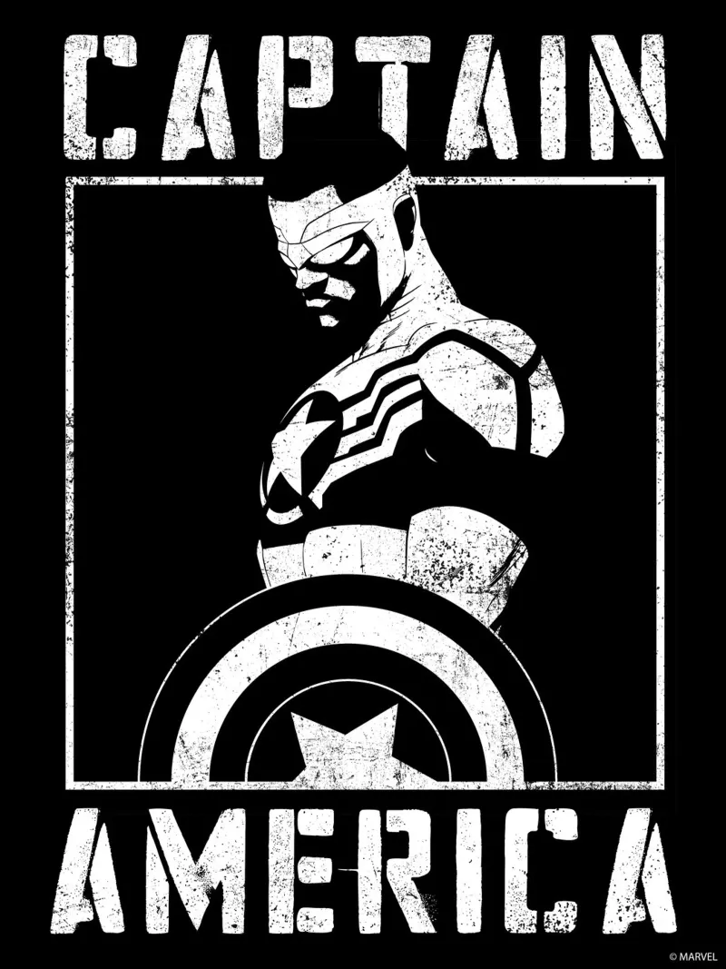 Captain Amercia bw carta hahnemühle da MARVEL Designs by JUNIQE
