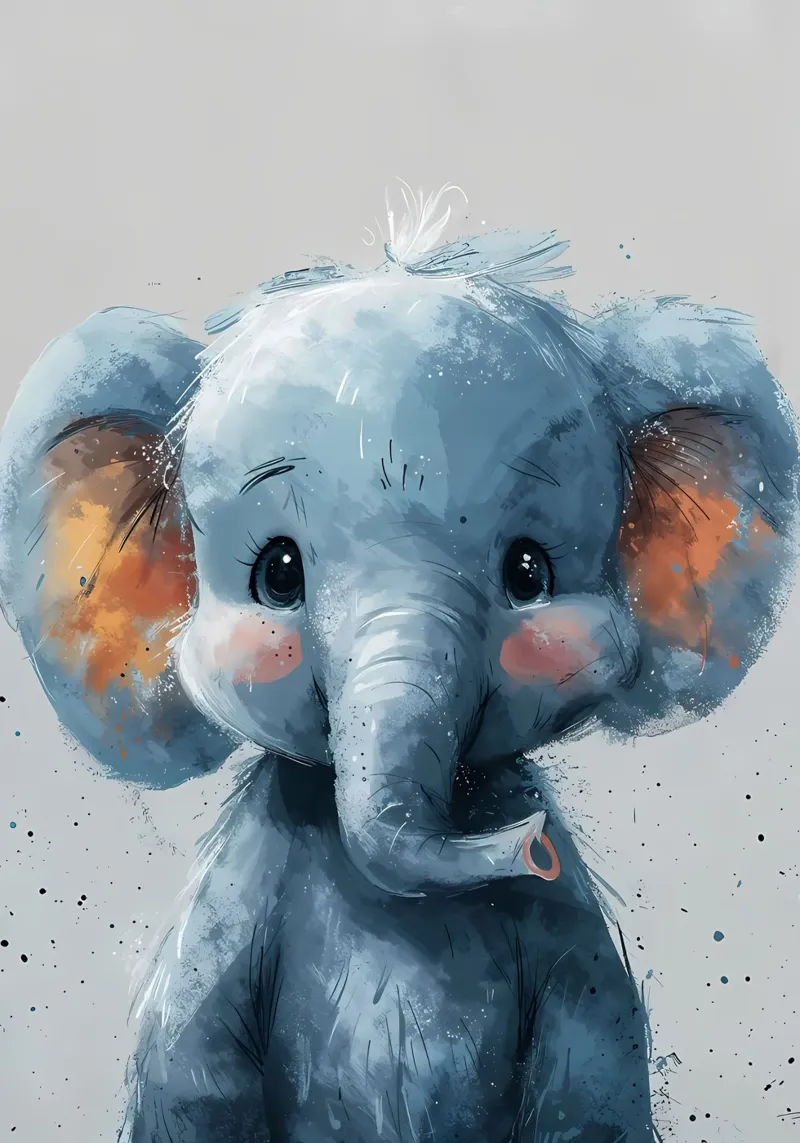 Piccolo elefante blu poster con telaio in plastica da Manh beo
