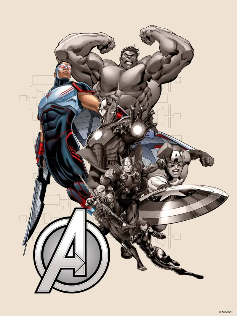 Falcon & The Avengers carta hahnemühle da MARVEL Designs by JUNIQE