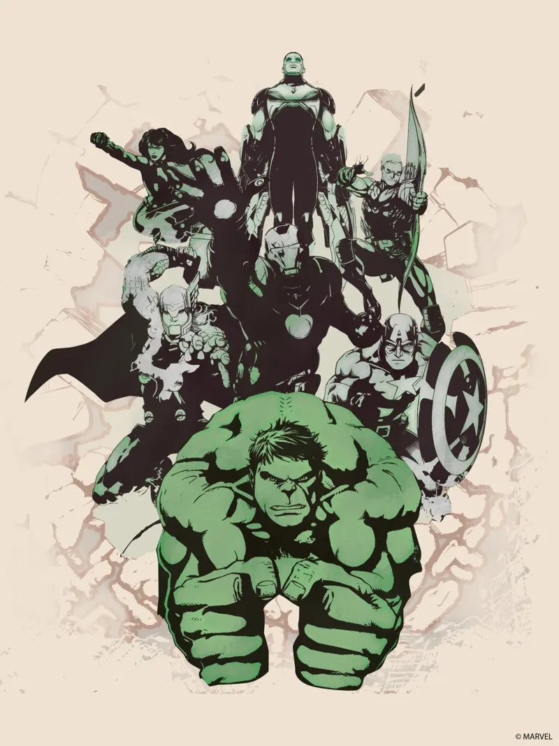 Hulk & The Avengers carta hahnemühle da MARVEL Designs by JUNIQE