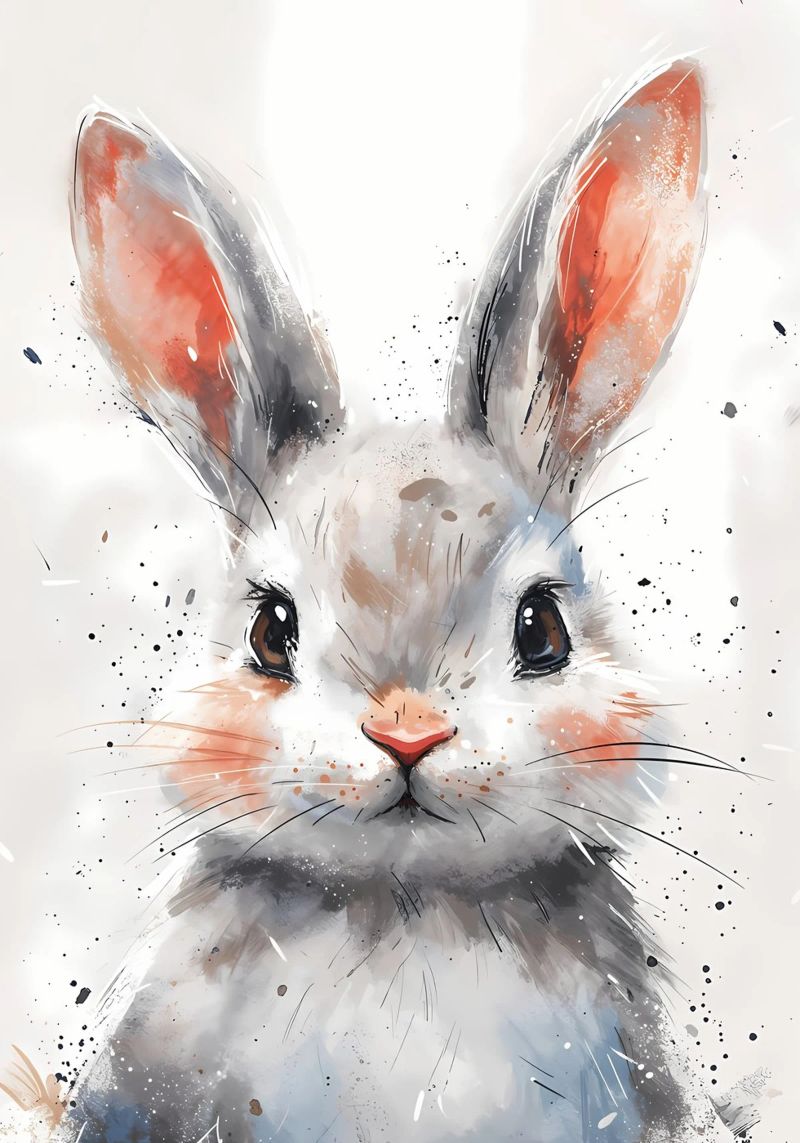 Whiskered Fluff - Sanfte Kaninchenkunst Poster von Manh beo