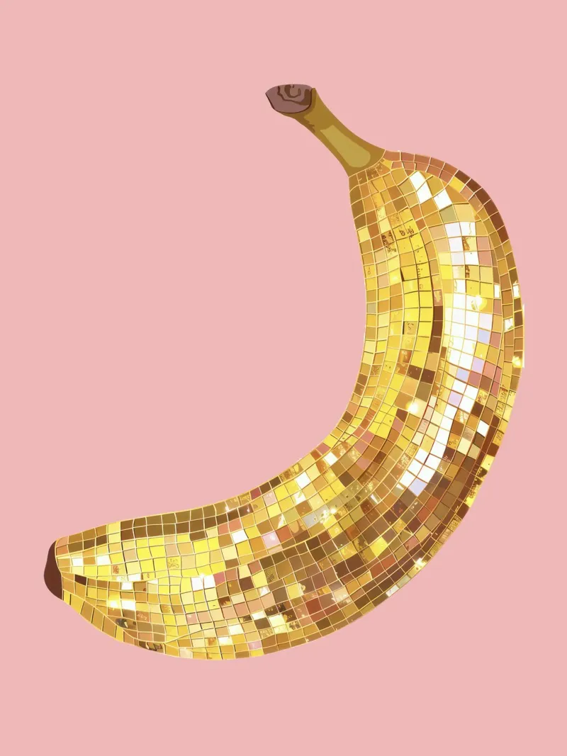 Banana Disco Ball in rosa poster da Peaches Art Prints