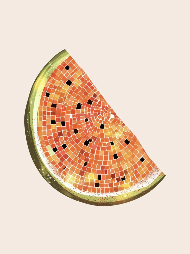 Watermelon Slice, Disco Ball - Fruits poster by Peaches Art Prints