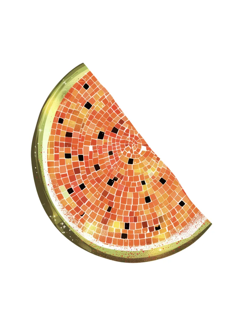 Fetta d'anguria, palla da discoteca - Frutti bianchi tela con Cornice a cassetta da Peaches Art Prints