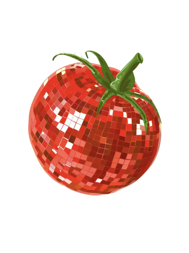 Pomodoro, Disco Ball in bianco pellicola backlit da Peaches Art Prints