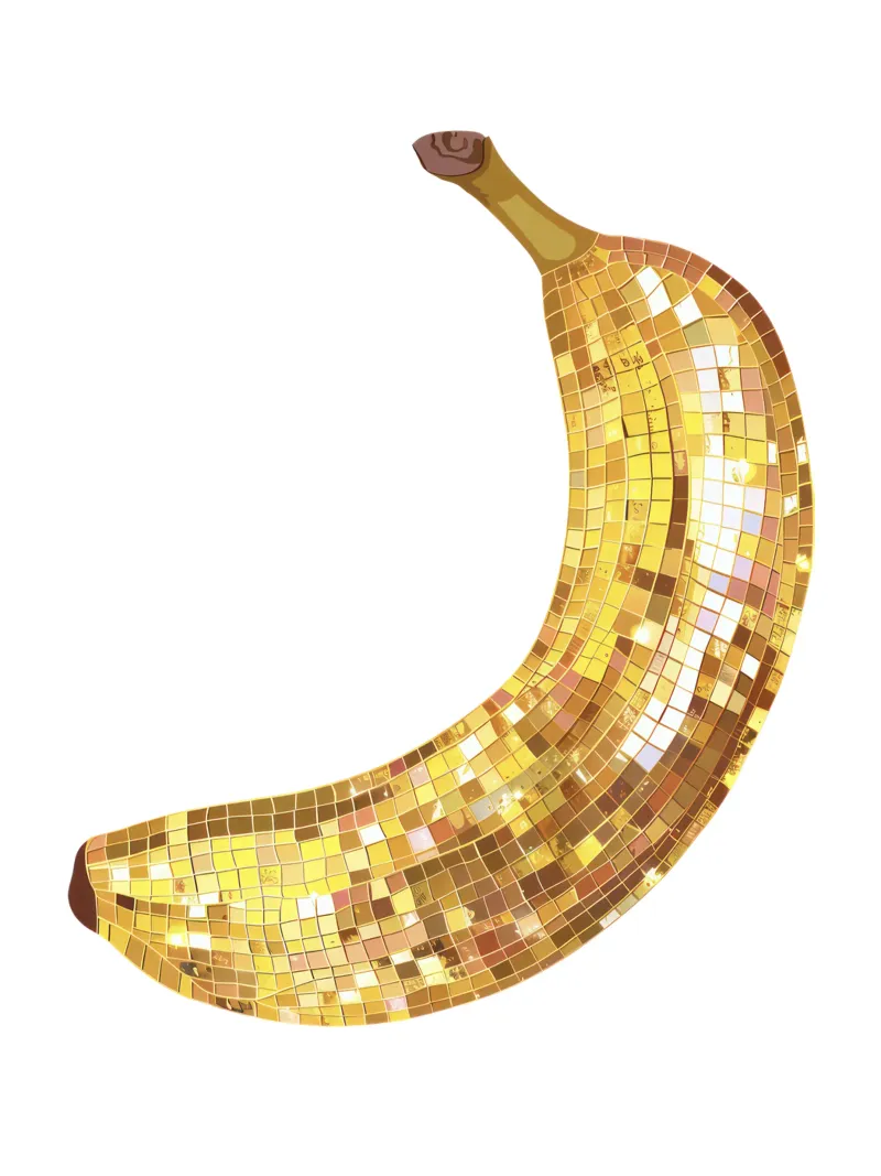Banana Disco Ball in bianco - Frutta pellicola backlit da Peaches Art Prints