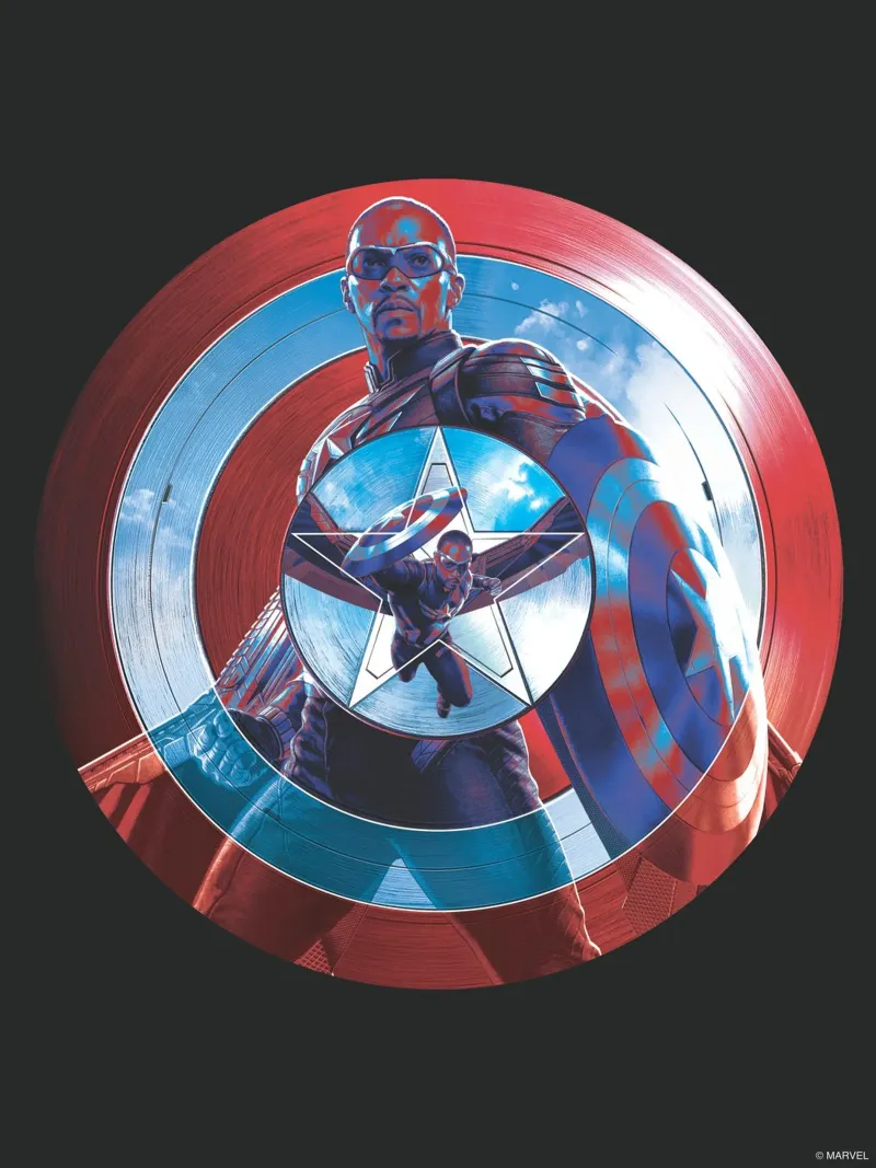 Captain Americas Schild poster con telaio in legno da MARVEL Designs by JUNIQE