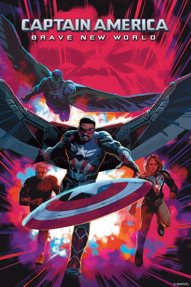 Captain America - Brave new World! poster con telaio in alluminio da MARVEL Designs by JUNIQE