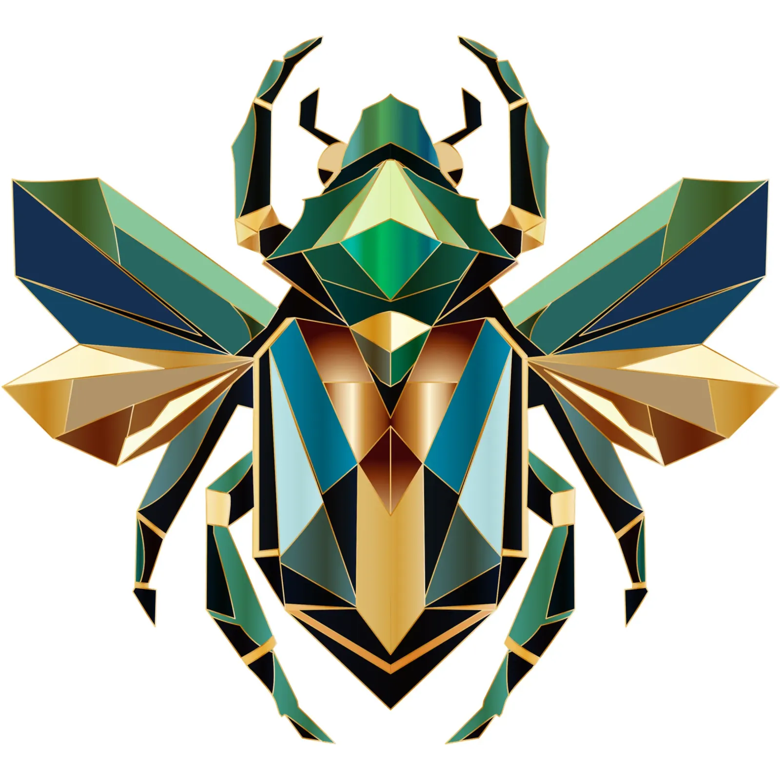 Maestoso scarabeo in un elegante stile geometrico poster con telaio in alluminio da namosh