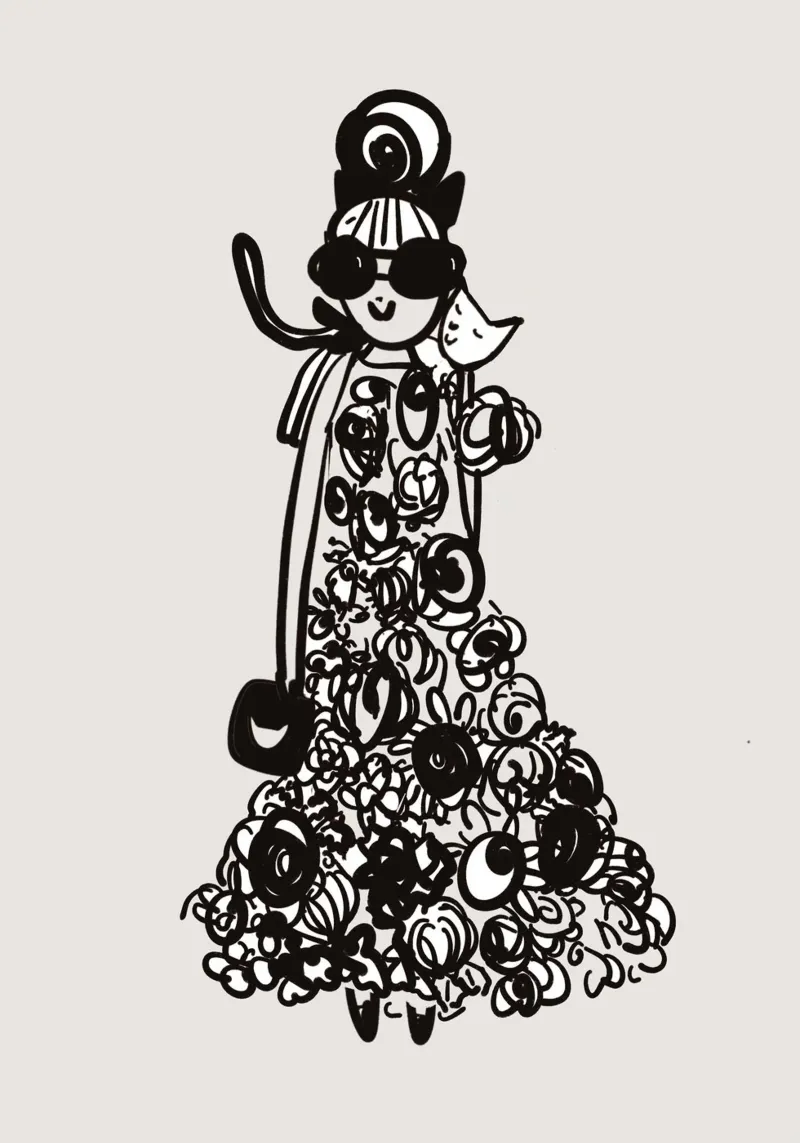 The tiny cat girl - rose garden poster con telaio in legno da Gabi_Schöffel_Illustration