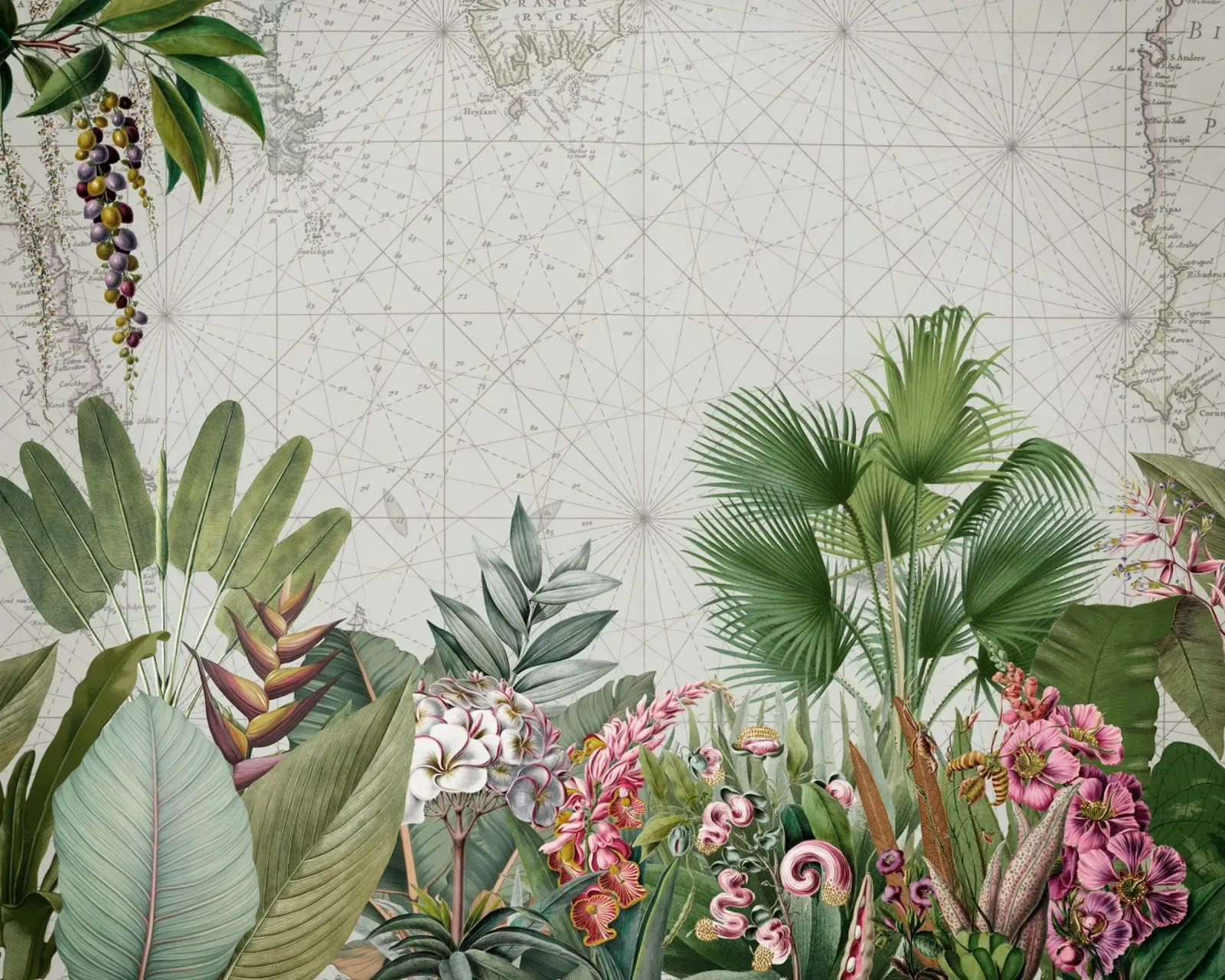 Paesaggio esotico tropicale d'epoca alluminio dibond da Vintage World - Uta Naumann