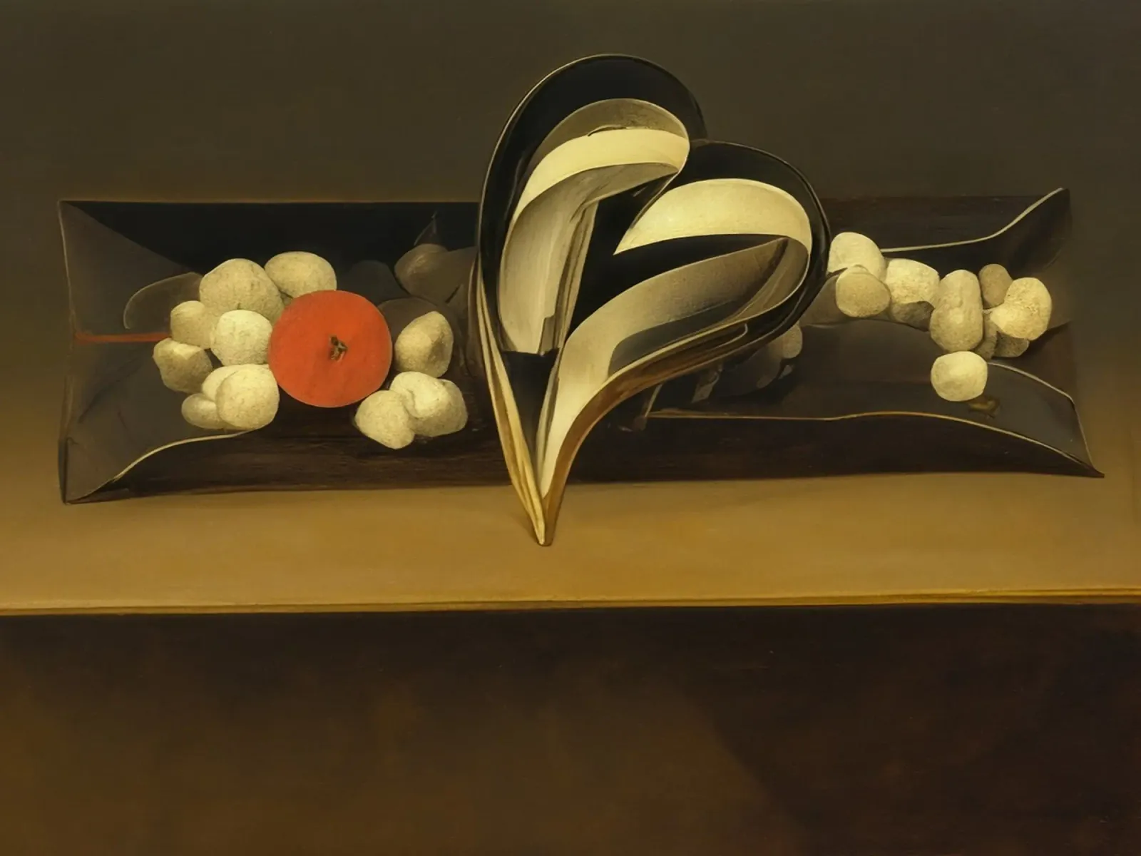 Sierschaal met hart_3 canvas met Baklijst van Impressionismus by LK