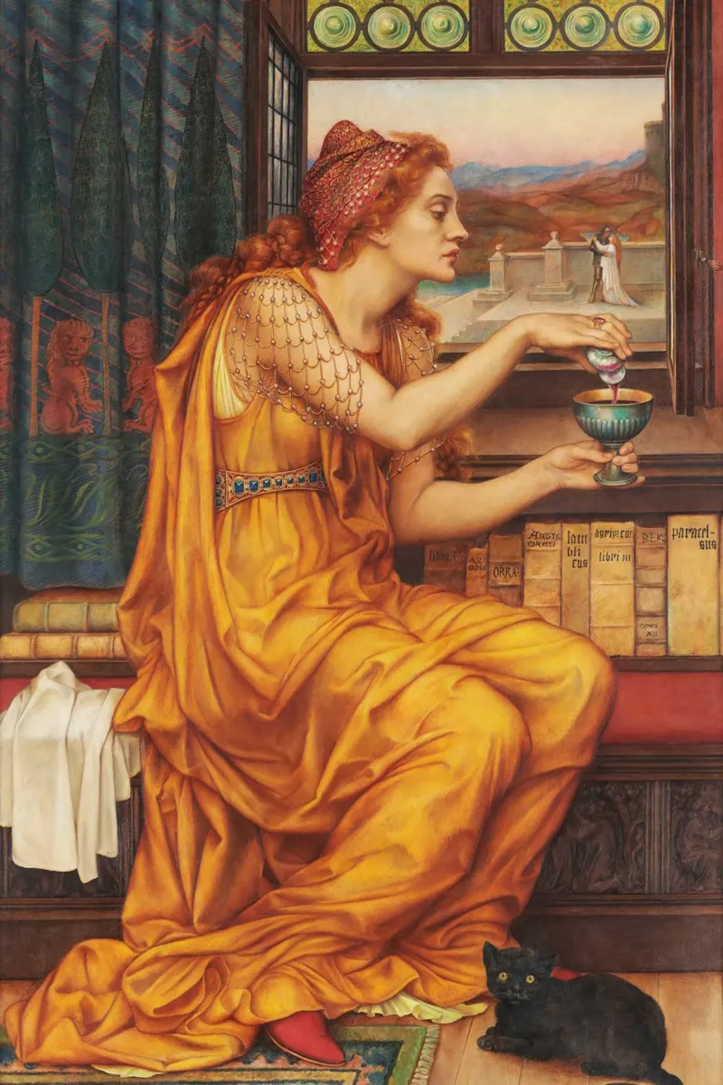 La pozione d'amore - Evelyn De Morgan poster con telaio in plastica da Timeless Artworks