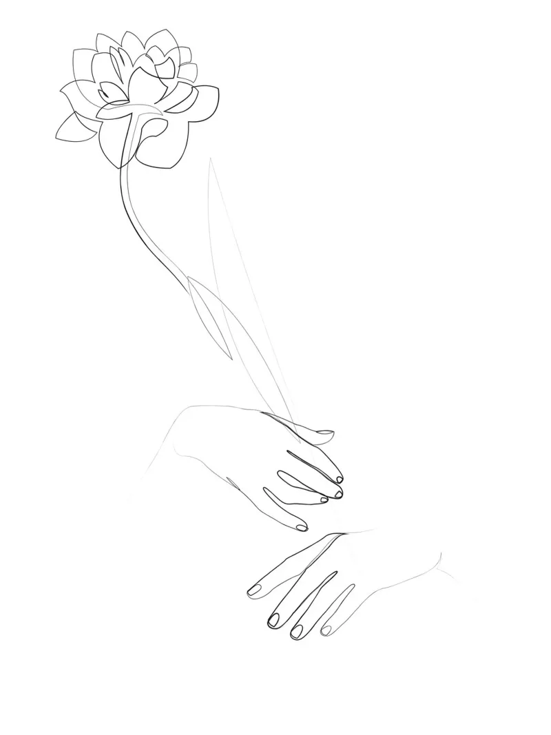 Fiore di peonia - line art minimale carta hahnemühle da Addillum