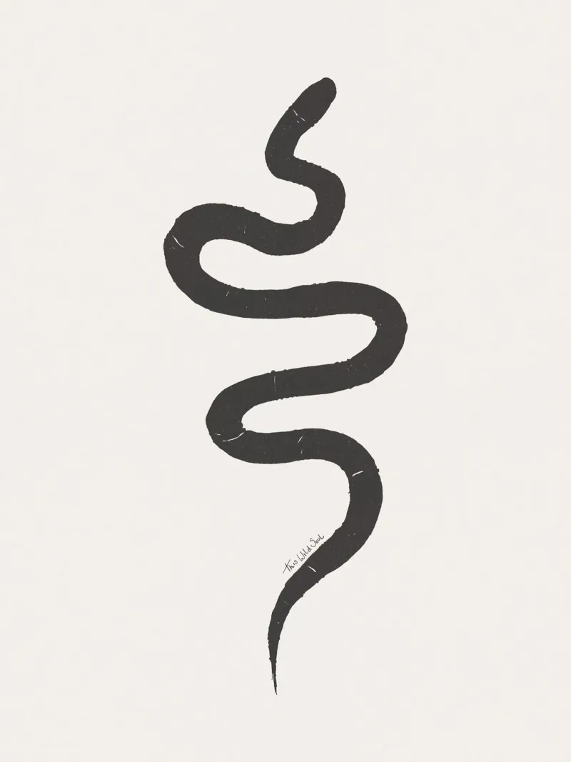 Gesso e carbone Organico Minimalista Boho Snake pellicola backlit da This Wild Soul - Illustration