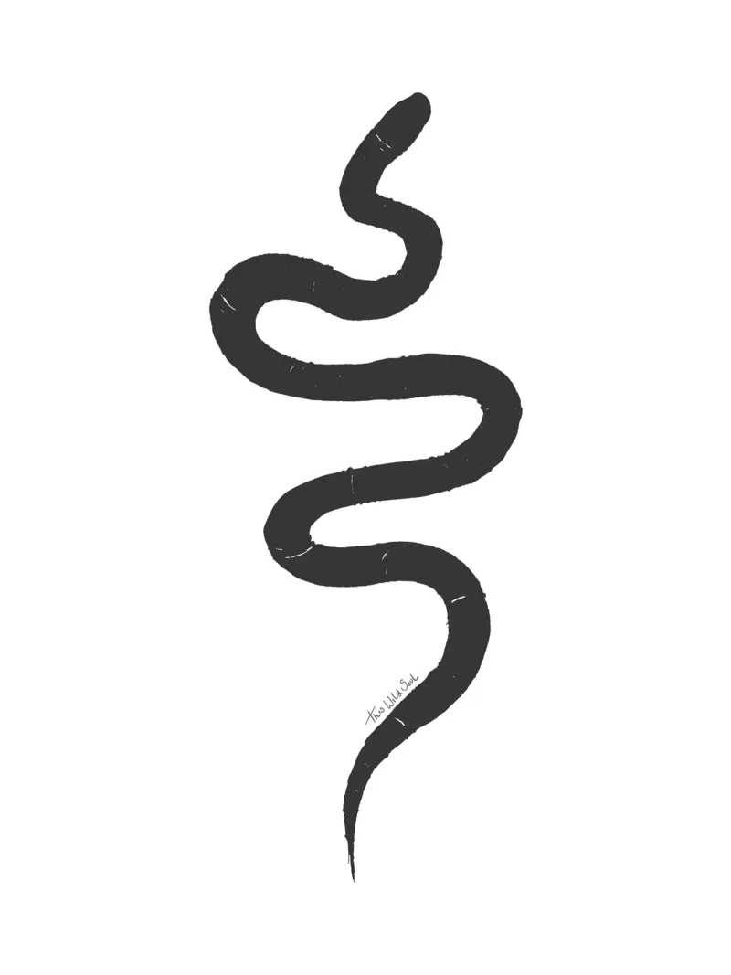 Serpente organico astratto nero carbone forma minimalista Boho pellicola backlit da This Wild Soul - Illustration