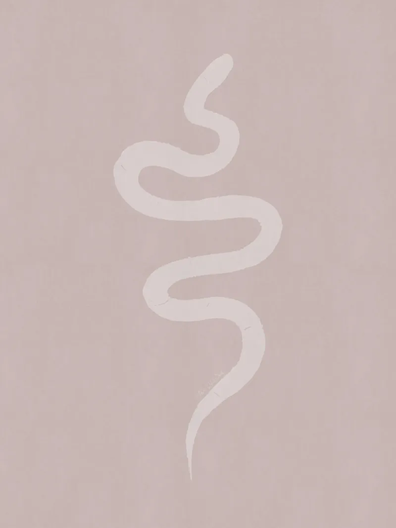 Serpente bianco rosa pastello Boho - Minimalista astratto organico poster con telaio in alluminio da This Wild Soul - Illustration