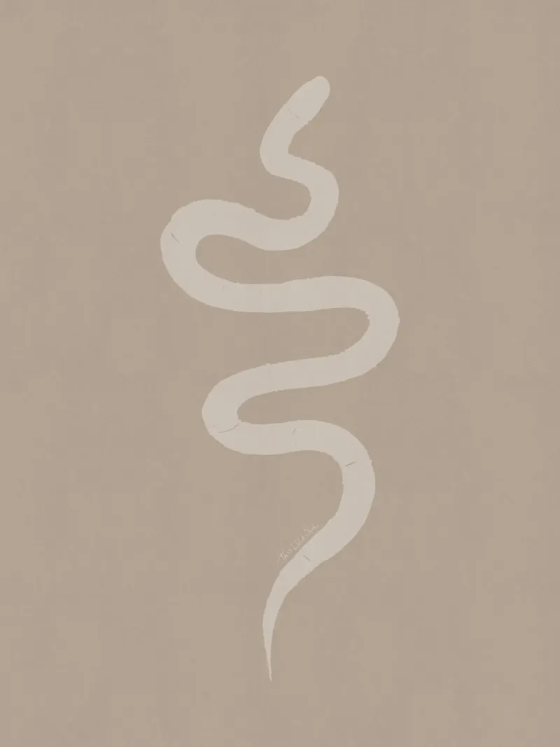 Boho Beige Gesso Bianco Serpente - Minimalista Astratto Organico alluminio dibond da This Wild Soul - Illustration