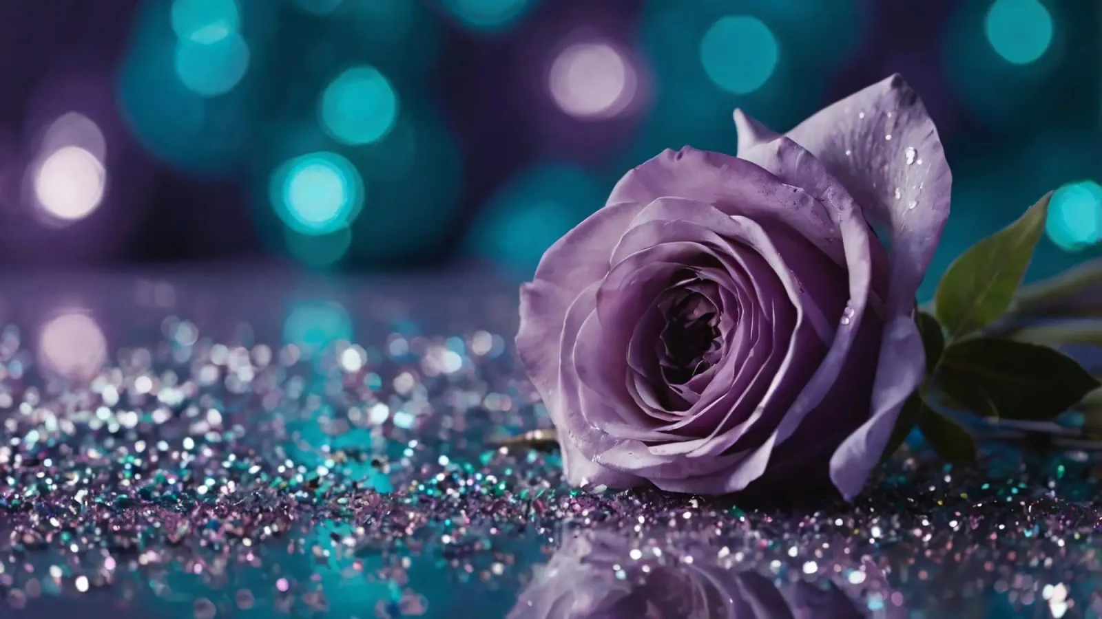 Una bella rosa color lavanda appoggiata su scintillanti brillantini carta hahnemühle da DesignDoodle