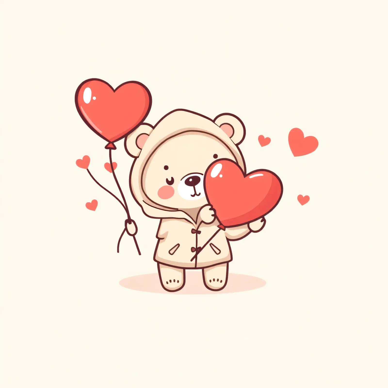 Simpatico orso che tiene in mano un cuore e dei palloncini pellicola backlit da DesignDoodle