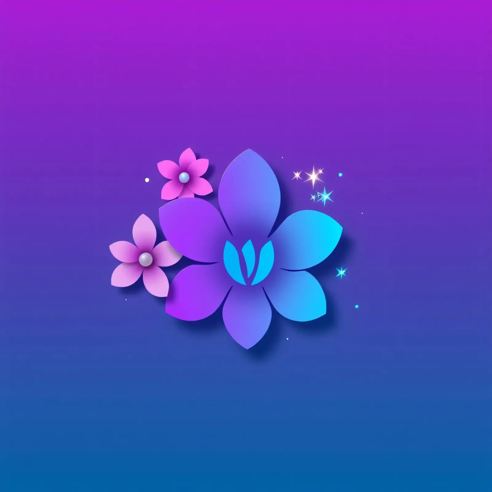 design floreale digitale con sfumature di blu e viola pellicola backlit da DesignDoodle