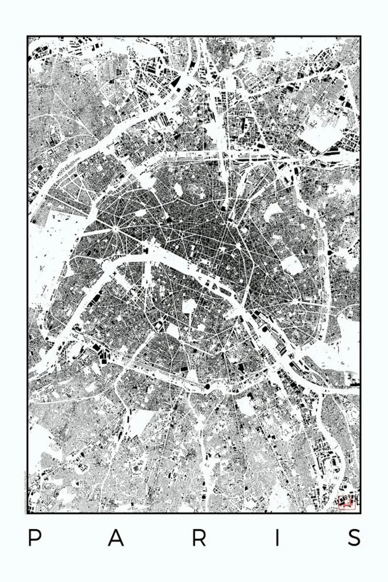 Paris Map Schwarzplan pellicola backlit da Hubert Roguski