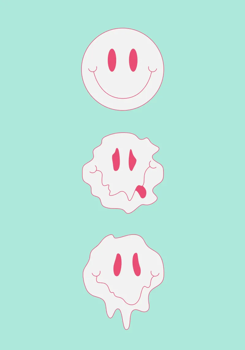 Melting Smile - Poster con smile trippy poster con telaio in legno da Studio Mooodz