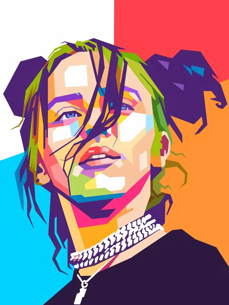 Ritratto pop art di Billie Eilish pellicola backlit da Hantamrata