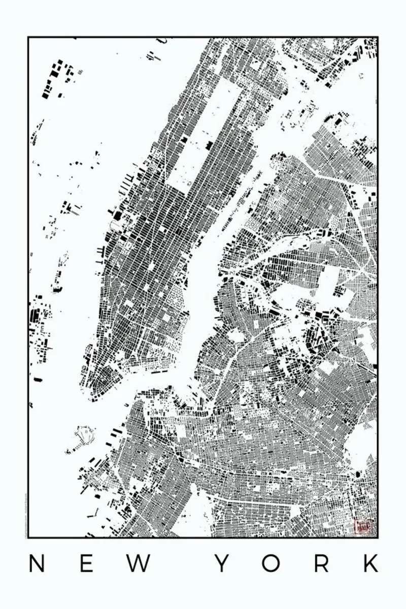 New York Map Schwarzplan pellicola backlit da Hubert Roguski