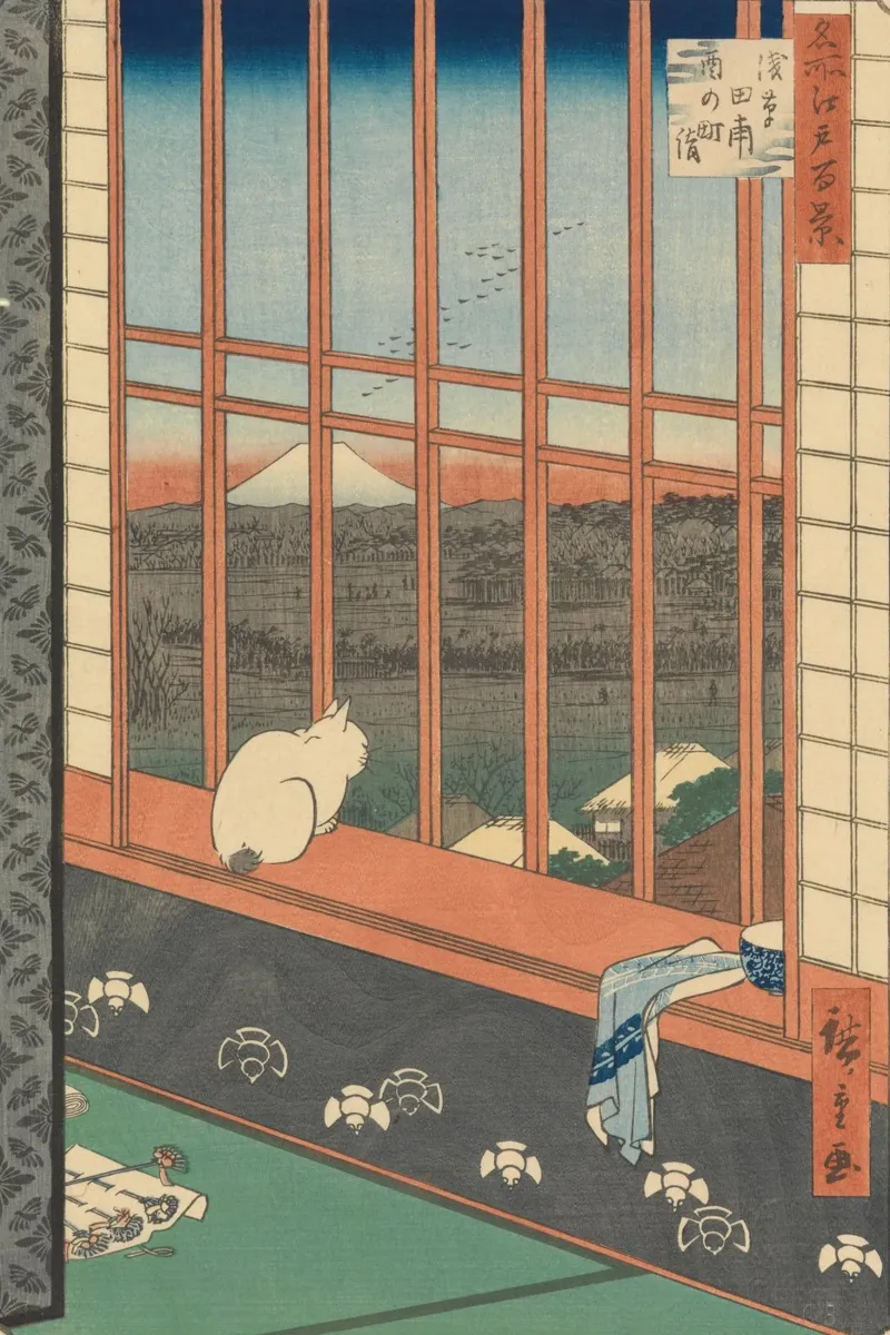 Utagawa Hiroshige, stampa su legno giapponese del gatto poster da William Store