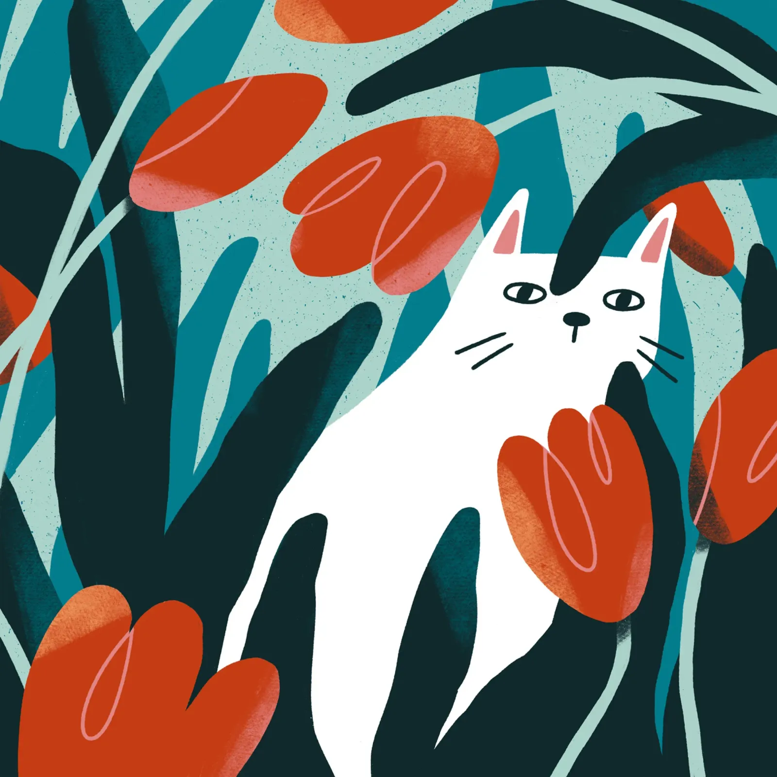 Cat and Tulips pellicola backlit da sashakolesnik