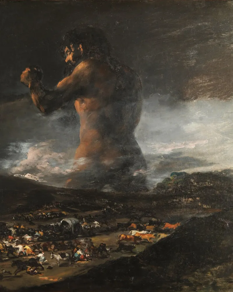 Francisco Goya - Il Colosso poster con telaio in legno da Timeless Artworks