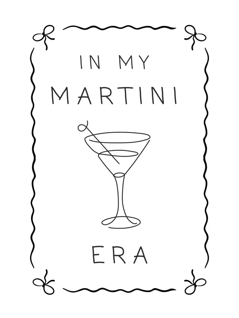 In My Martini Era poster with wooden frame by Wordswordswords
